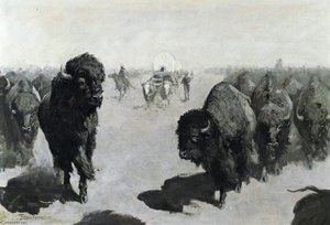 Lane Through The Buffalo Herd — Frederic Remington