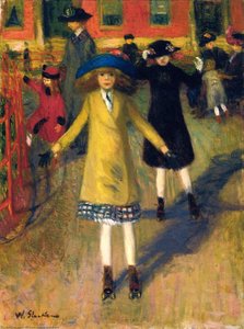 Girl Roller-skating, Washington Square — William James Glackens, Ashcan School