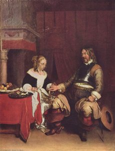 Hombre Ofreciendo Monedas A Una Mujer — Gerard Ter Borch, Edad De Oro Holandesa
