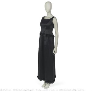 Evening Ensemble Of Bodice And Skirt In Black Satin With Jet Bead Trim — Cristóbal Balenciaga Eizaguirre