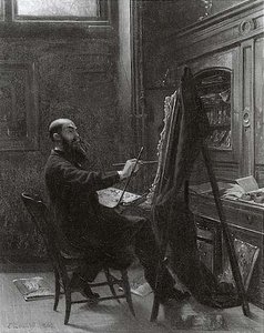Worthington Whittredge In His 10th Street Studio, (painting) — Emanuel Gottlieb Leutze