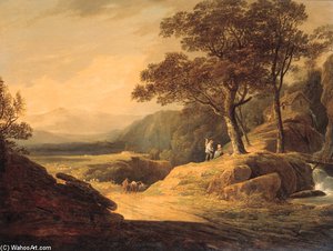A Cowherd And Cattle On A Track In A Mountainous Landscape — William Payne, Romanticism