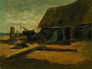 Fishing Shacks, (painting) — Edward Mitchell Bannister