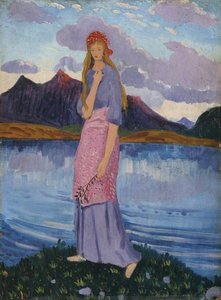 Girl Standing By A Lake — James Dickson Innes