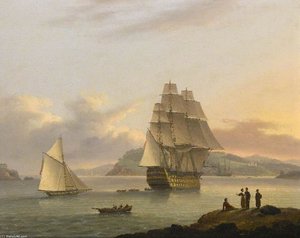 A Ship Of The Line Off Plymouth, Devon — Thomas Luny