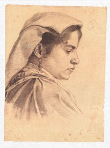 Portrait Of An Unknown Woman Wearing A Scarf 1 — Theodore Clement Steele