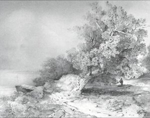 Old Oak Near Abrupt Coast Of River — Alexei Kondratyevich Savrasov