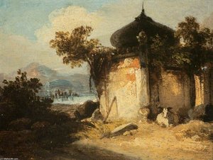 Bengal Landscape With A Hindu Shrine Or Tomb — George Chinnery