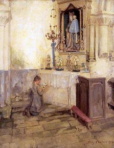 Girl Praying in Church