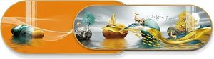 Abstract Landscape Canvas Wall Art – Serene Vista, Abstract Expressionism Canvas, Wood, Gold Wall A