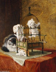 Caged Kittens — Henriette Ronner Knip