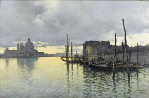 Evening, Looking Towards The Grand Canal With Santa Maria Dells Salute In The Distance — Emilio Sanchez-perrier