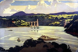 Menai Suspension Bridge (london, Midland And Scottish Railway Poster Artwork) — Norman Wilkinson