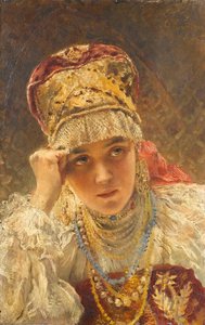 A Young Boyarynia — Konstantin Yegorovich Makovsky, Romanticism