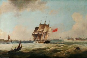 Hms 'pique' Entering Portsmouth Harbour — Thomas Lyde Hornbrook