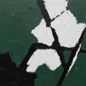 Fragmented Forest Shadows: A Monumental Study In Obsidian Veins And Verdant Chaos — Laurent Fabre