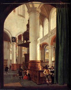 Interior Of The Oude Kerk, Delft, With The Pulpit Of 1548 — Gerard Houckgeest, Dutch Golden Age
