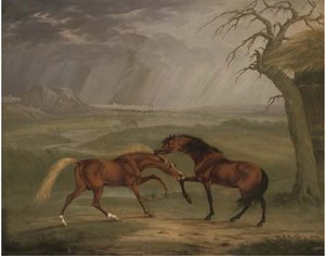 Horses Fighting In A Thunderstorm — Sawrey Gilpin