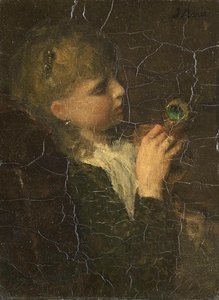 Girl with a Peacock Feather, Jacob Maris, c. 1877