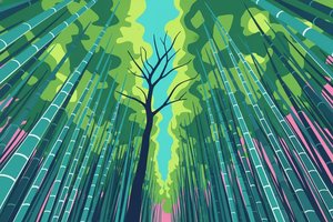 The Silent Sentinel in Verdant Geometry