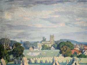 Landscape With A Church And Corn Stooks (verso) — Stanley Royle