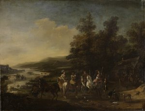 Hunting Party On Horseback With Servants And Dogs — Pieter Wouwerman