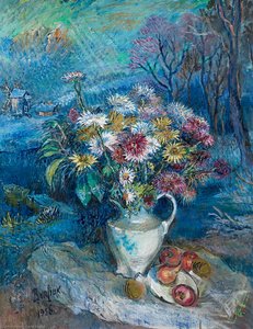 Flowers In White Vase — David Davidovich Burliuk