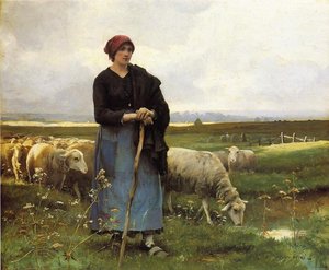 A Shepherdess With Her Flock — Julien Dupré