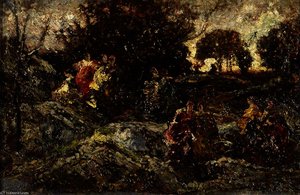 Women In A Landscape — Adolphe Joseph Thomas Monticelli