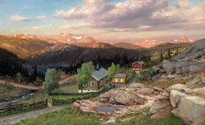 Gårdstun I Aftenstemning — Andreas Edvard Disen