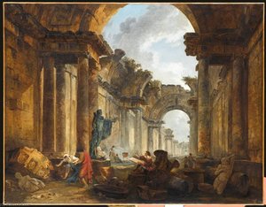 Vue De La Grande Galerie Du Louvre En Ruines — Hubert Robert, Romantic Landscape