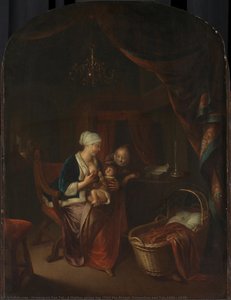 A Mother giving her Child the Breast, Domenicus van Tol, 1660 - 1676