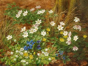 A Forest Floor With Anemones And Violets — Anthonore Christensen