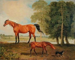 Broodmare With Foal And Terrier — Benjamin Marshall