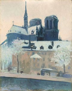 View Of The Apse Of Notre Dame Paris, In The Snow — Miquel Utrillo I Morlius, Impressionism