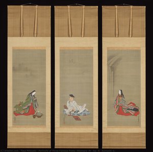 Portraits Of Three Famous Poets: Hitomaro (m) ・ise (r) ・komachi (l) — Tosa Mitsuoki