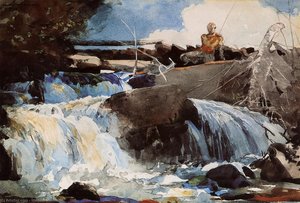 Casting In The Falls — Winslow Homer, American Landscape