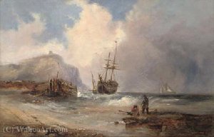Beaching The Brig Before The Approaching Squall — Edwin Hayes