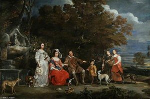 A Family Group In A Landscape — Gonzales Coques