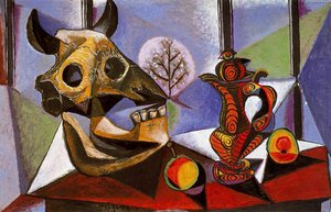 Título Traducido: Naturaleza Muerta Con Cráneo De Toro — Pablo Picasso, Cubist Style