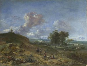 Landscape With A High Dune And Peasants On A Road — Jan Jansz Wijnants