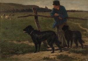 Boer Met Honden, Emile Van Marcke De Lummen, C. 1850 - C. 1890 — Émile Van Marcke De Lummen