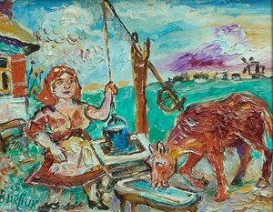 Woman With Red Cow — David Davidovich Burliuk