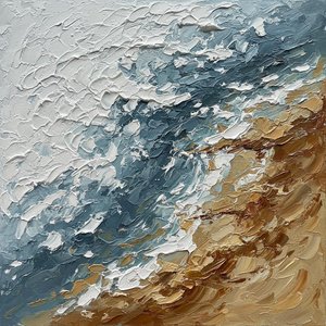 Turbulent Tides In Sculptural Relief: A Monumental Study Of Shoreline Motion — David Moreau, Plaster & Texture Art