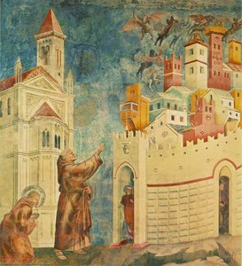 Legend Of St Francis - [10] - Exorcism Of The Demons At Arezzo — Giotto Di Bondone, Proto Renaissance