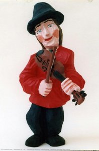 Wooden Sculpture, Polychrome - Musician Playing The Violine — Stanisław H. Żak