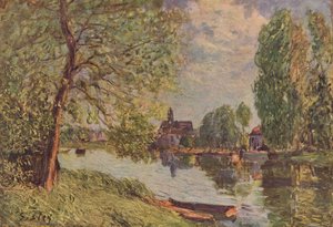 River Landscape By Moret Sur Loing — Alfrēd Sislē, Impressionism