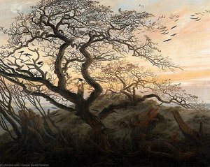 Tree Of Crows — Caspar David Friedrich, Romantic Landscape Painting