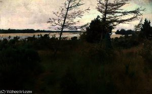 Gathering Firewood by the shore of a lake