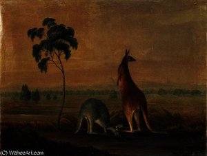 Kangaroos in a landscape, c.1819